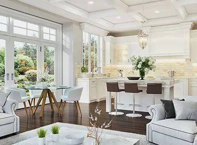 Cucina con isola centrale operativa multifunzionale